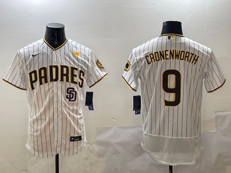 Men San Diego Padres #9 Cronenworth White Stripe Elite 2025 Nike MLB Jersey style 10->san diego padres->MLB Jersey